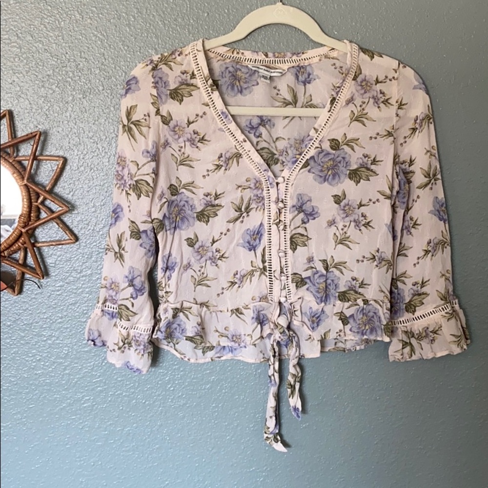 AE Floral Cropped Blouse